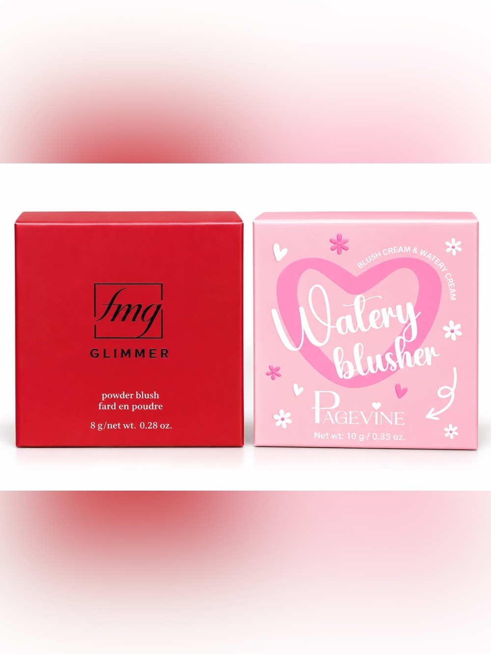 fmg Glimmer Powder Blush and Pagevine Watery Blusher